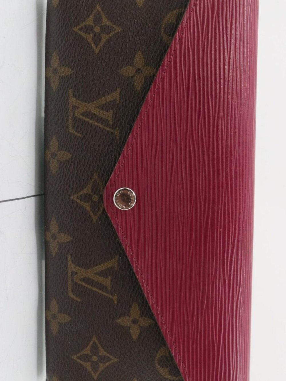 Louis Vuitton Brown Monogram and Burgundy Leather Bifold Wallet